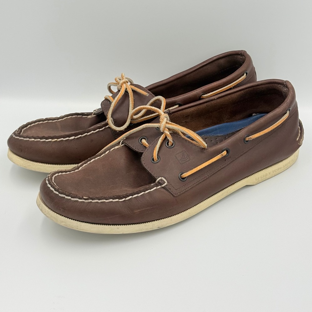Sperry Top-Sider Mens 13M Authentic Original Brown Leather Boat Shoes 0195115 - Picture 3 of 7